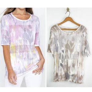 Kinross Women’s Ikat Linen Lightweight Pullover Top Size S